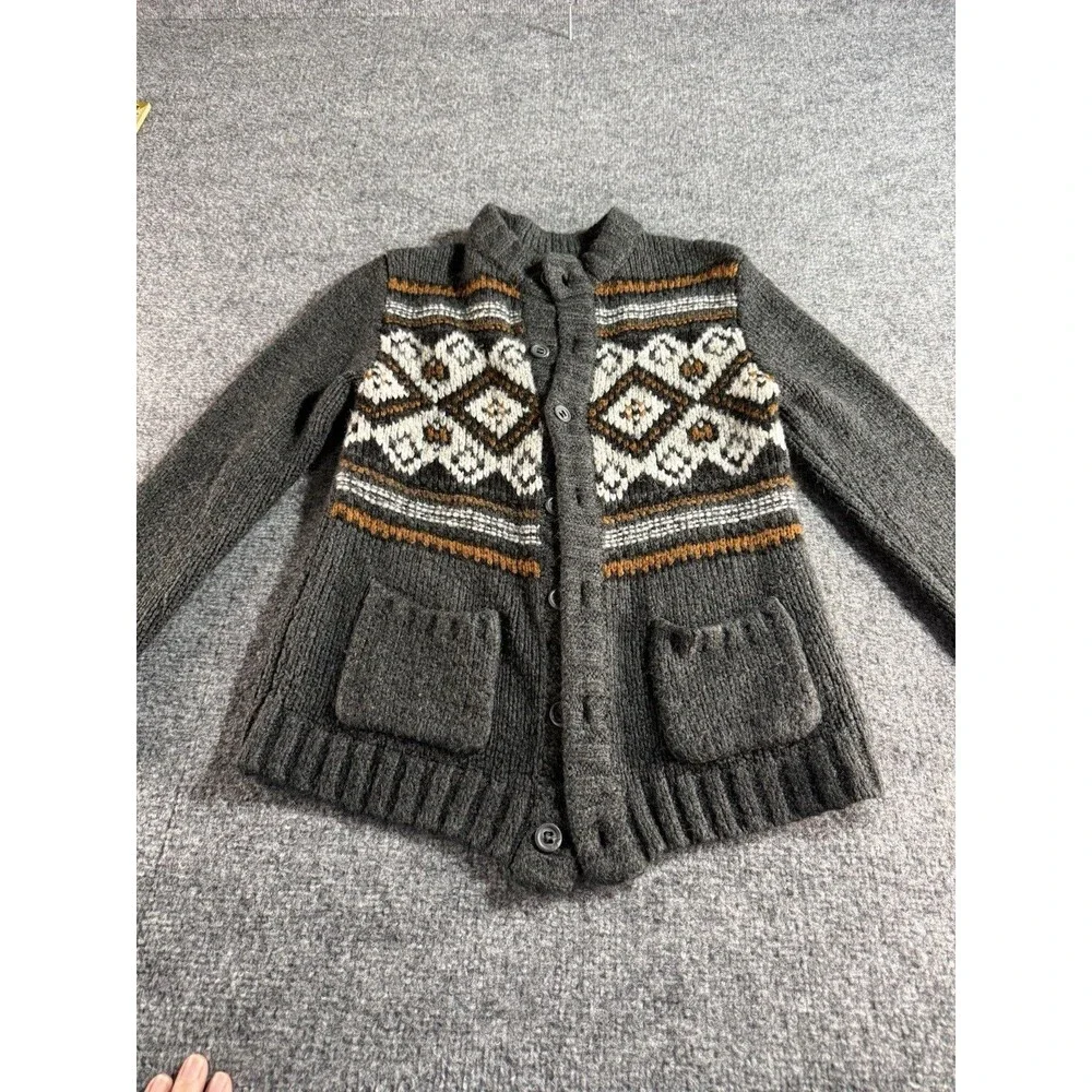 Gymboree Boy Fair Isle Cardigan Sweater – Gray – Size 10–12 –Button Front-Winter